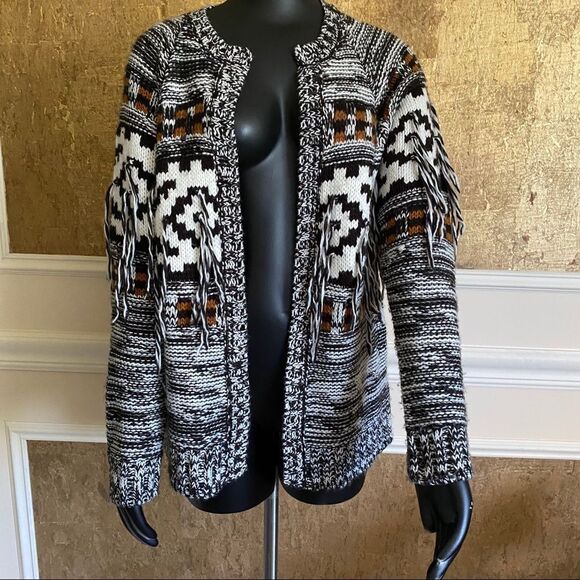 VOLCOM boho fringe sweater cardigan XS/S - Picture 2 of 6